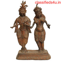 Rustic Radha-Krishna Brass Statue