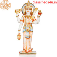 Shitala Mata Marble Statue - Goddess of Cleanliness Who Carries a Broom